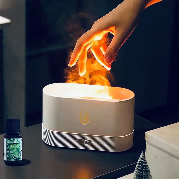 Flame Aroma Diffuser - Real Flame Effect, 8 Light Colors, Auto Power Off, USB-C, Night Light & Humidifier