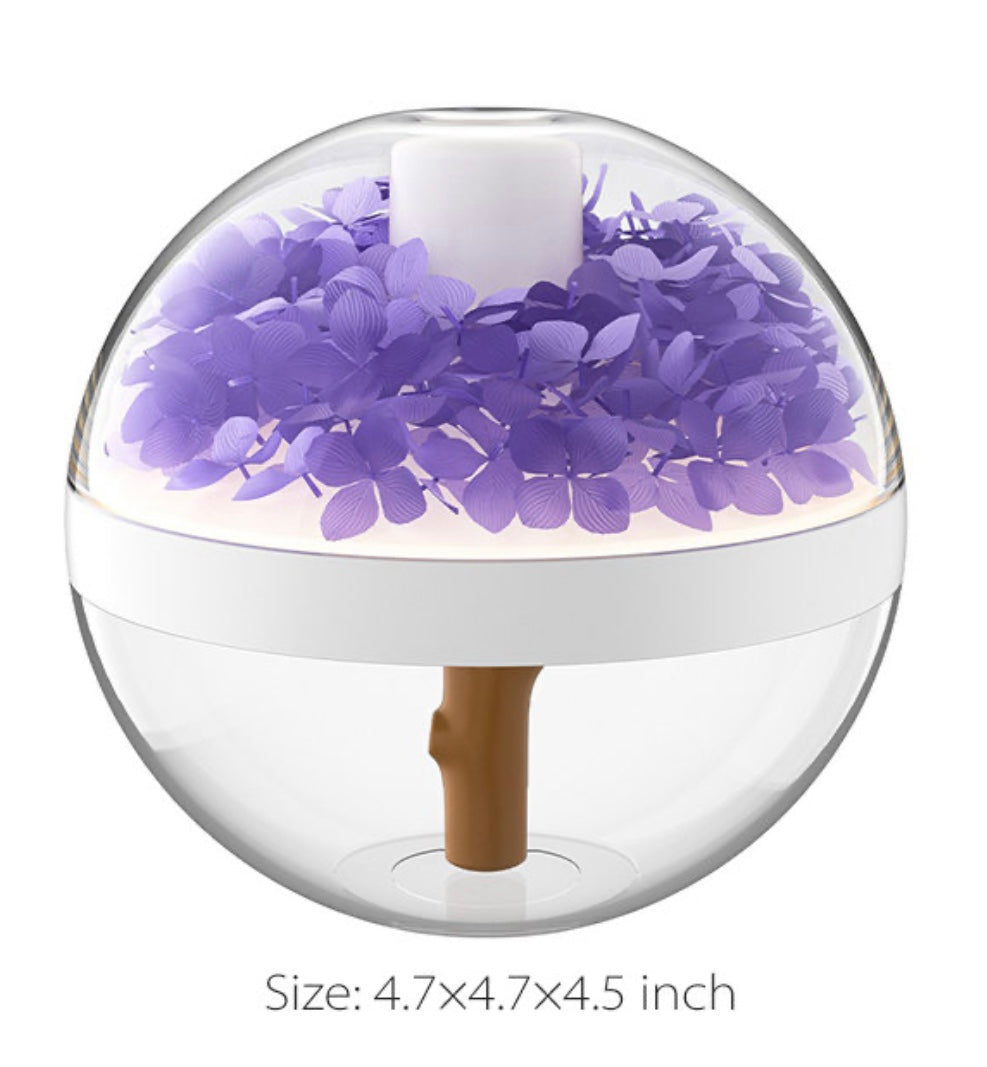 Portable Wireless Air Humidifier Flower 270ML Cool Mist Maker with Warm White Lamp USB Rechargeable Ultrasonic Nebulizer