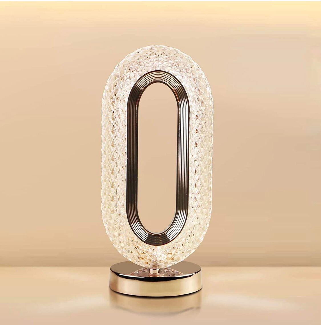 Homely Oval Crystal Stand Night Lamp| LED Touch Night lamp | Decorative Bedside Desk Lamp |Table Night Lamp | 3 Colors Changing Led Crystal