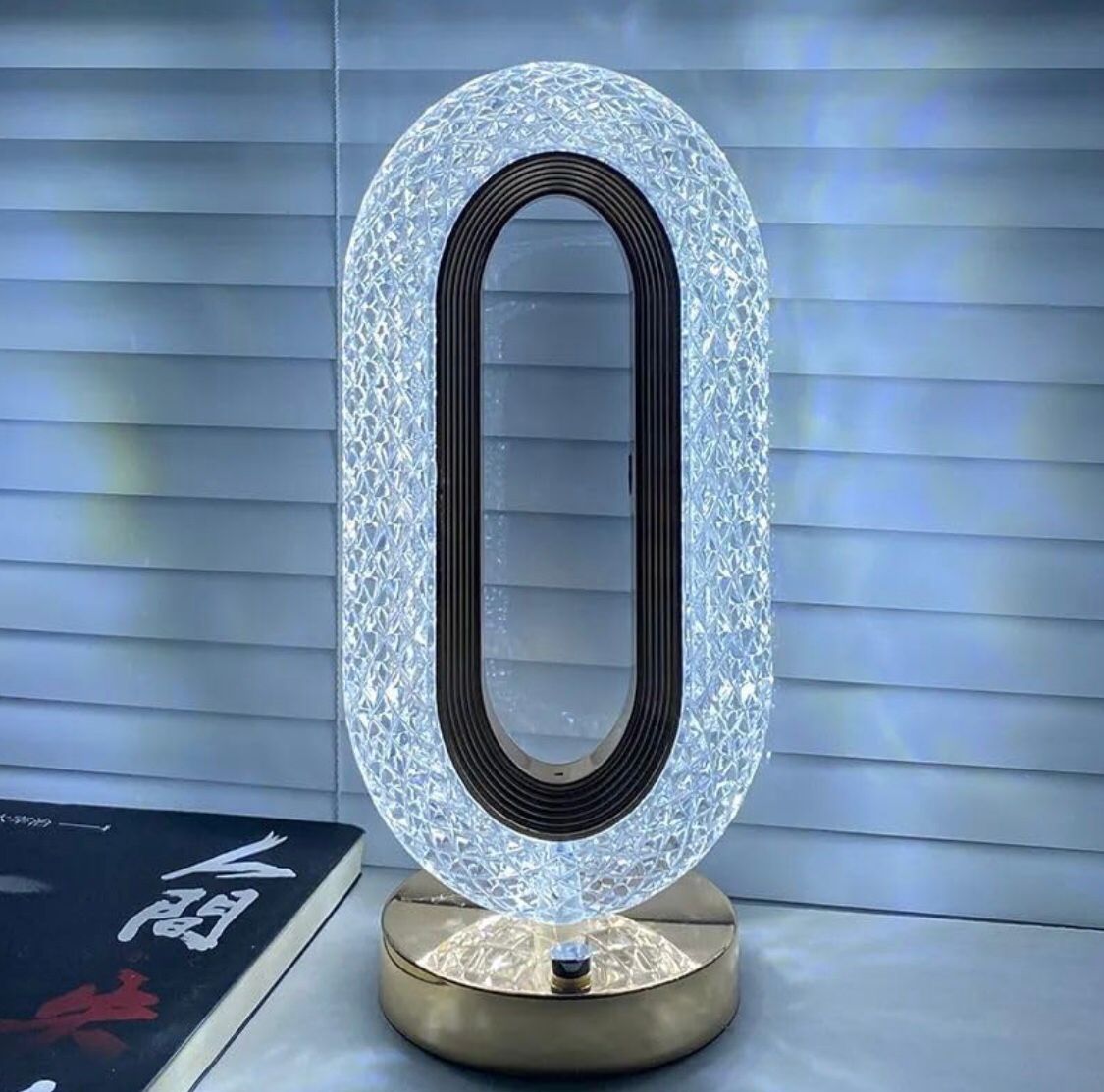 Homely Oval Crystal Stand Night Lamp| LED Touch Night lamp | Decorative Bedside Desk Lamp |Table Night Lamp | 3 Colors Changing Led Crystal