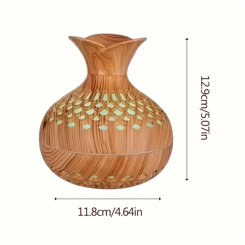 Deluxe Wood Grain Homely Humidifier, USB Powered, Seven Colors, Cold Fog, 36V, Elegant Hollow Design, Pre-Filter, Evaporative Humidification, Romantic Atmosphere, for Bedroom and Various Rooms